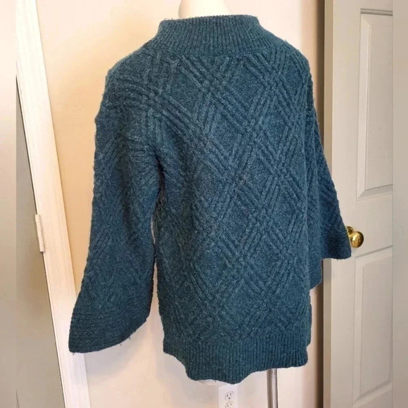 Soft Surroundings Mixed Texture Tres Doux Pullover Sweater In Ocean Heather(S) - Picture 5 of 9